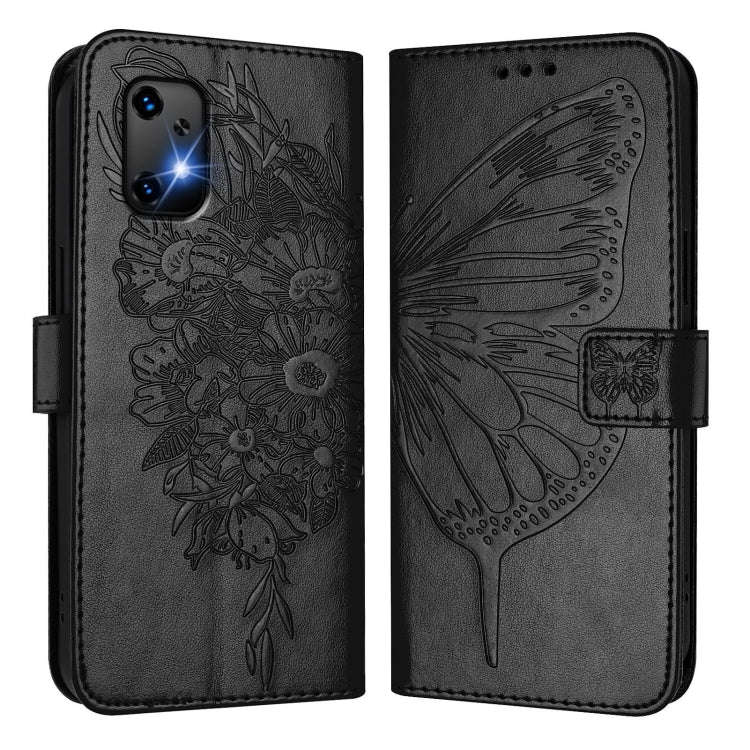 For UMIDIGI Bison X20 Embossed Butterfly Leather Phone Case(Black)