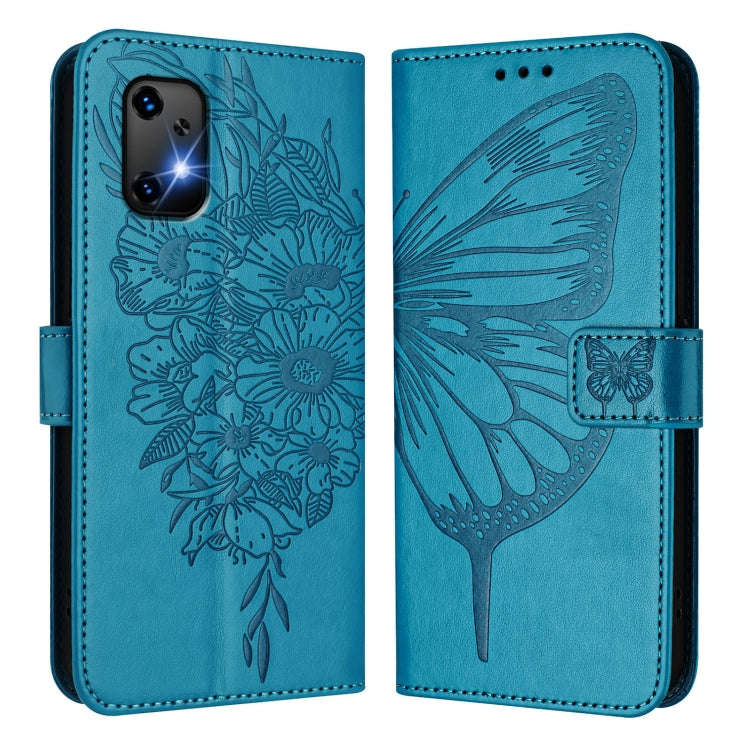 For UMIDIGI Bison X20 Embossed Butterfly Leather Phone Case(Blue)