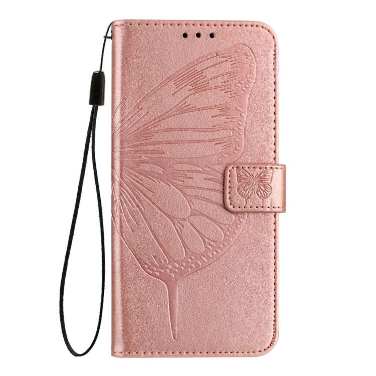 For UMIDIGI Bison X20 Embossed Butterfly Leather Phone Case(Rose Gold)