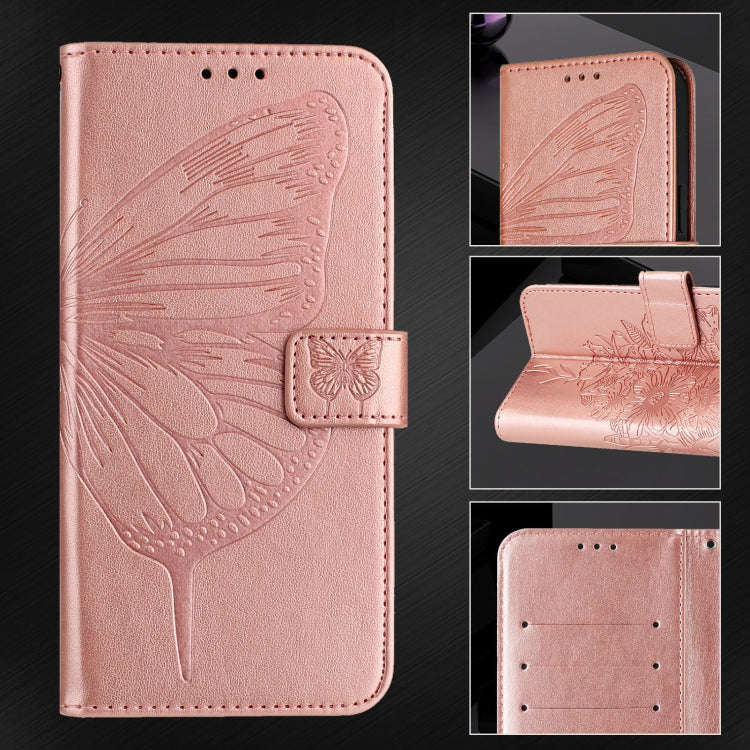For UMIDIGI Bison X20 Embossed Butterfly Leather Phone Case(Rose Gold)