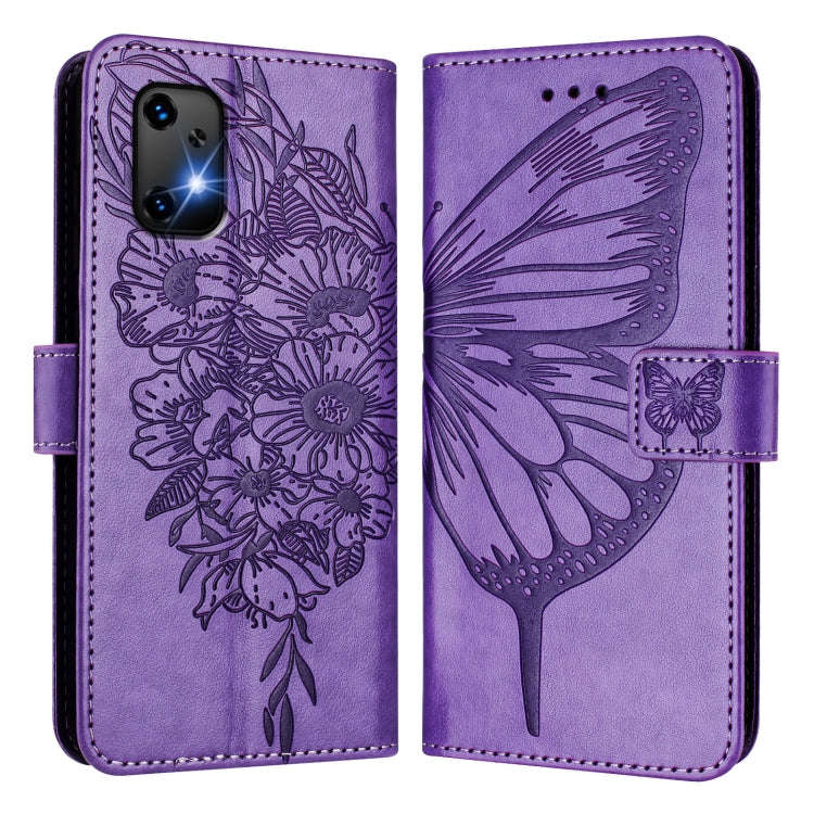 For UMIDIGI Bison X20 Embossed Butterfly Leather Phone Case(Light Purple)