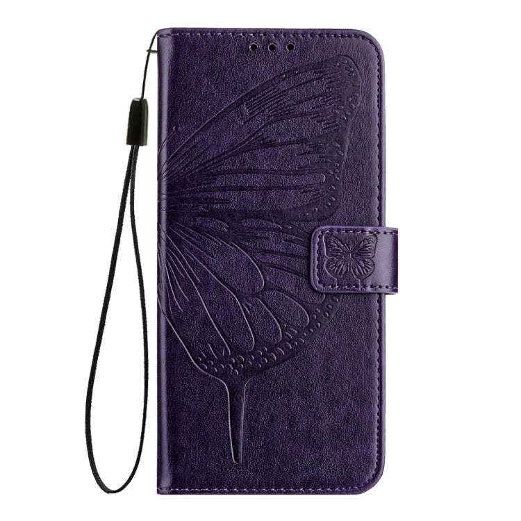 For UMIDIGI Bison X20 Embossed Butterfly Leather Phone Case(Dark Purple)