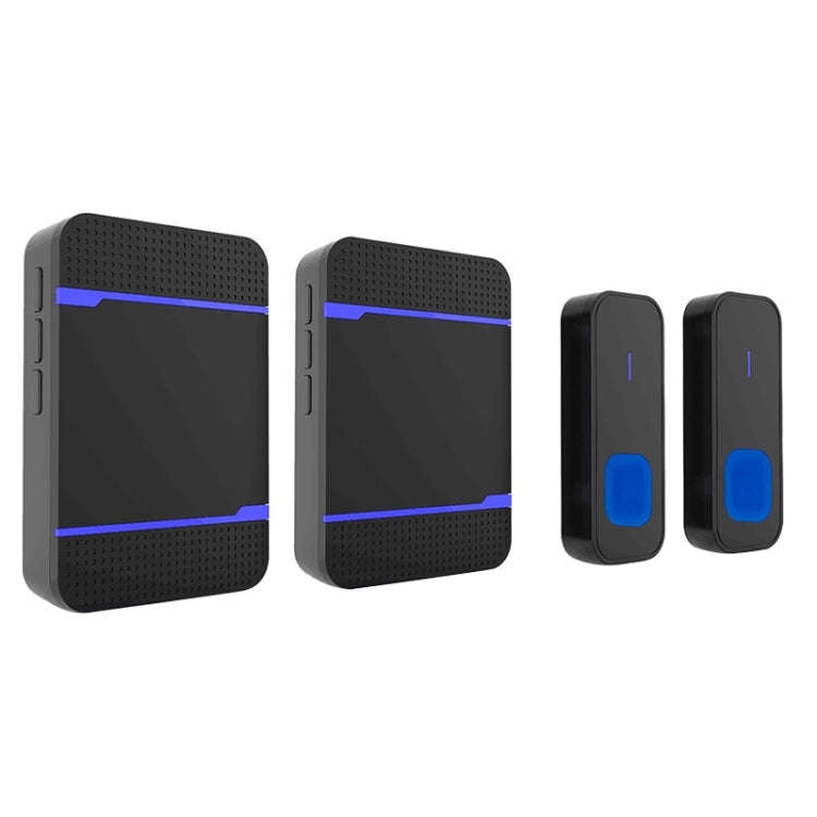 N15K-2T2-B 110dB IP55 Waterproof Wireless Doorbell, Receiver x 2 and Transmitter x 2, US Plug(Black)