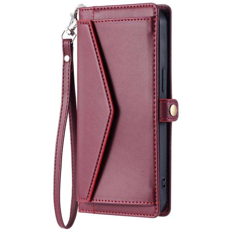 For Motorola Edge 60 Pro Wallet Multi-card Slot Leather Phone Case with Lanyard(Wine Red)