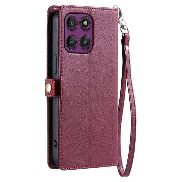 For Motorola Edge 60 Pro Wallet Multi-card Slot Leather Phone Case with Lanyard(Wine Red)