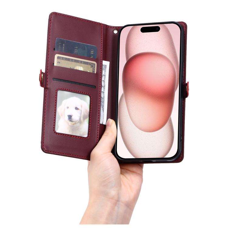 For Motorola Edge 60 Pro Wallet Multi-card Slot Leather Phone Case with Lanyard(Wine Red)