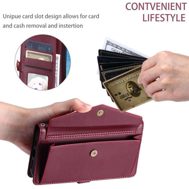 For Motorola Edge 60 Pro Wallet Multi-card Slot Leather Phone Case with Lanyard(Wine Red)