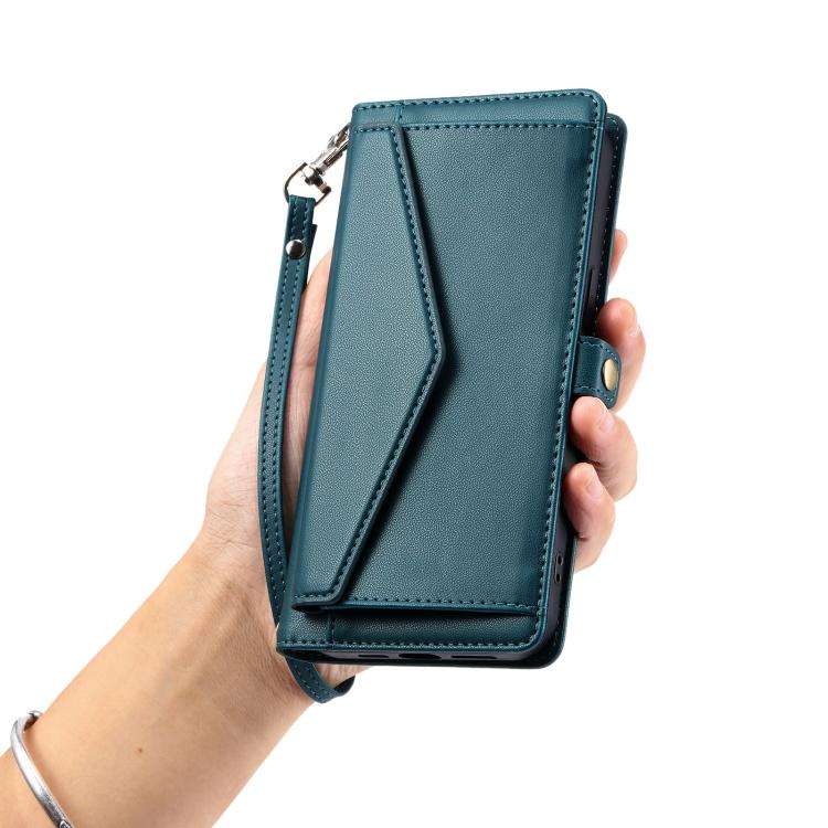 For Motorola Edge 60 Pro Wallet Multi-card Slot Leather Phone Case with Lanyard(Green)