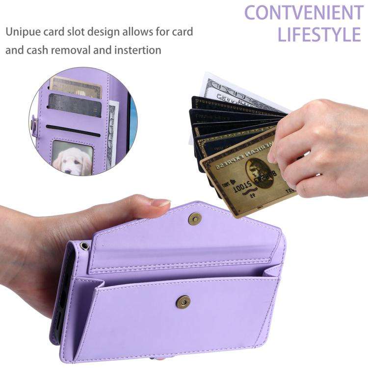 For Motorola Edge 60 Pro Wallet Multi-card Slot Leather Phone Case with Lanyard(Purple)