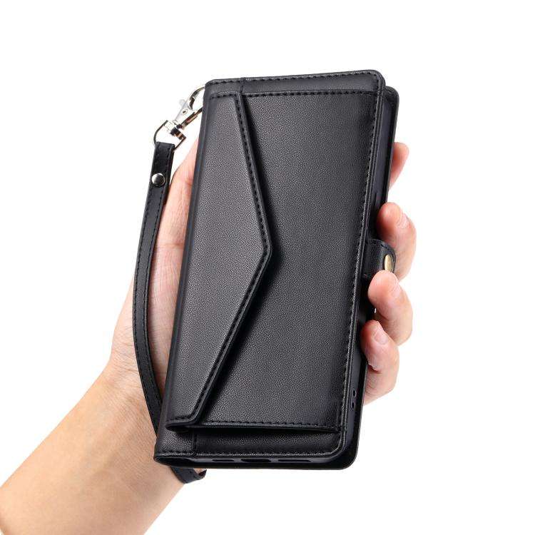For Motorola Edge 60 Pro Wallet Multi-card Slot Leather Phone Case with Lanyard(Black)