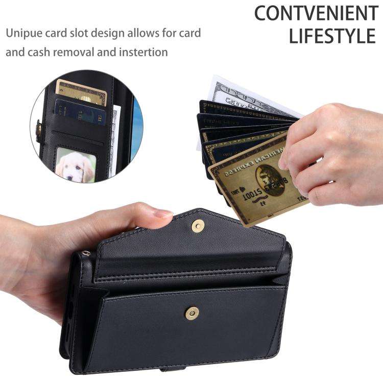 For Motorola Edge 60 Pro Wallet Multi-card Slot Leather Phone Case with Lanyard(Black)