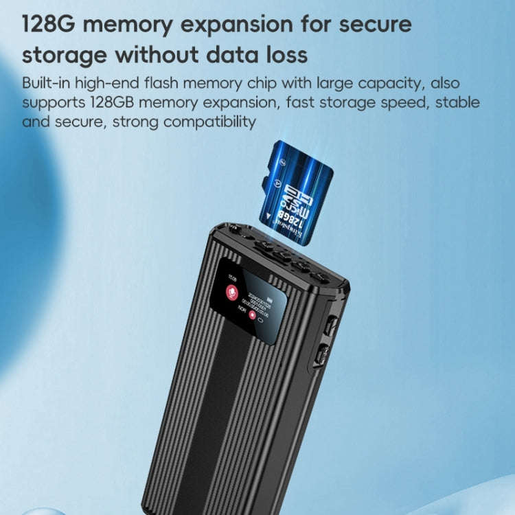 ZD42B Magnetic Sound Control Smart Noise Reduction Voice Recorder, Memory:16GB(Black)