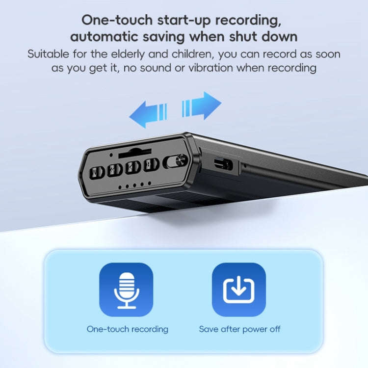 ZD42B Magnetic Sound Control Smart Noise Reduction Voice Recorder, Memory:16GB(Black)
