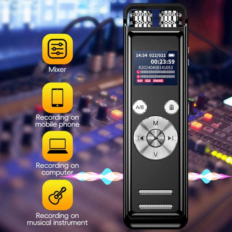 ZD43B Omnidirectional Dual Mic Smart Noise Reduction Voice Recorder, Memory:32GB(Black)