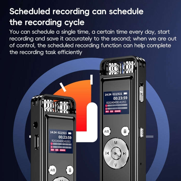 ZD43B Omnidirectional Dual Mic Smart Noise Reduction Voice Recorder, Memory:32GB(Black)