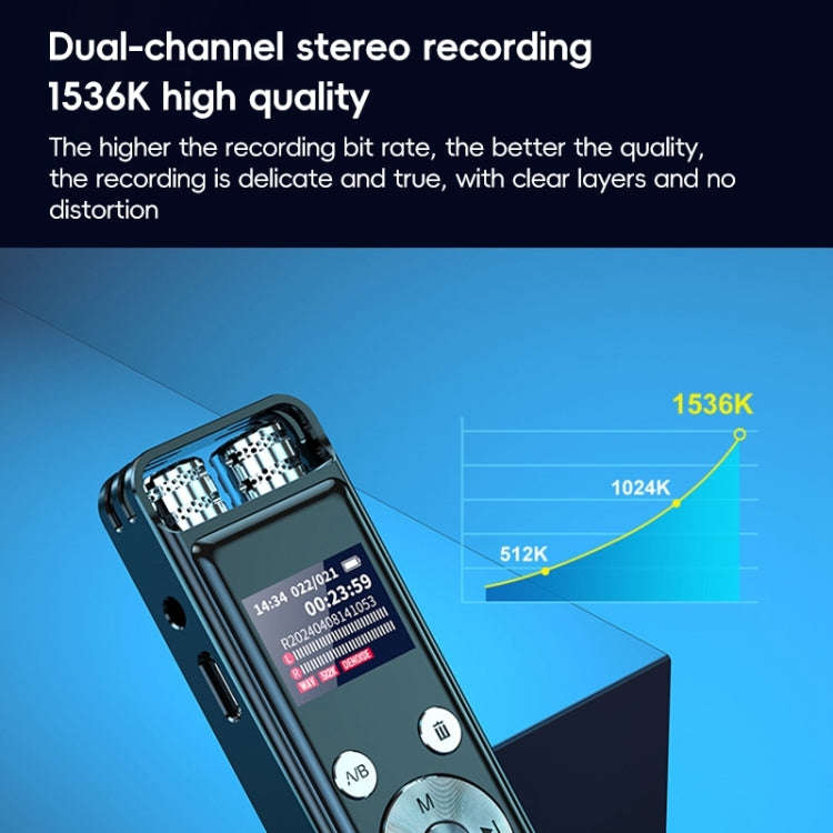 ZD43B Omnidirectional Dual Mic Smart Noise Reduction Voice Recorder, Memory:32GB(Black)