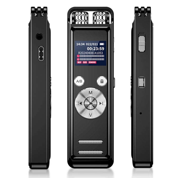 ZD43B Omnidirectional Dual Mic Smart Noise Reduction Voice Recorder, Memory:64GB(Black)