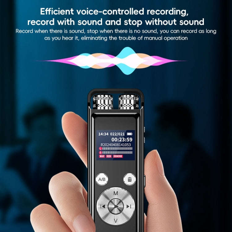 ZD43B Omnidirectional Dual Mic Smart Noise Reduction Voice Recorder, Memory:64GB(Black)