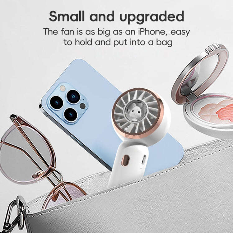 Mini Turbine Handheld Cute Rabbit Electric Fan(White)