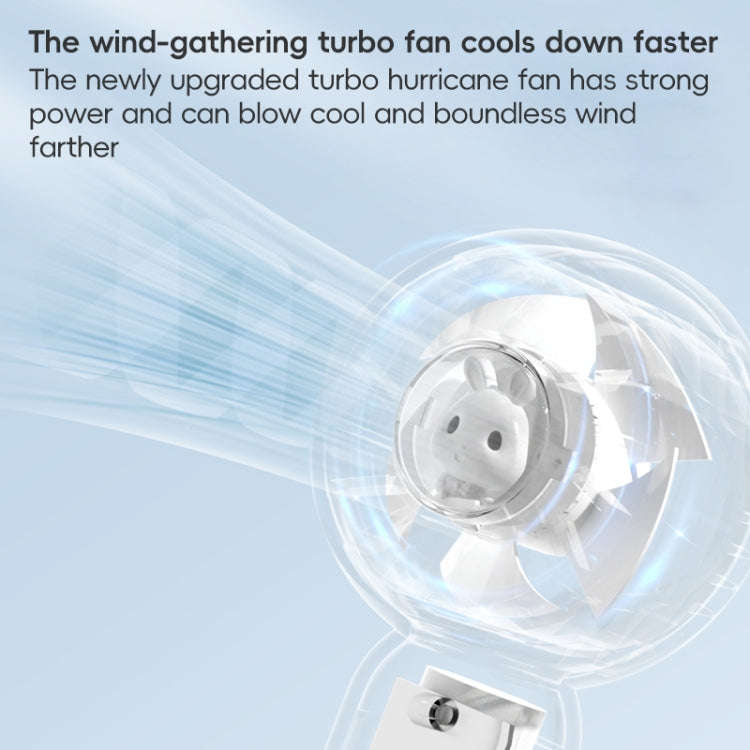 Mini Turbine Handheld Cute Rabbit Electric Fan(White)