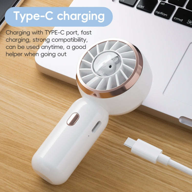 Mini Turbine Handheld Cute Rabbit Electric Fan(White)