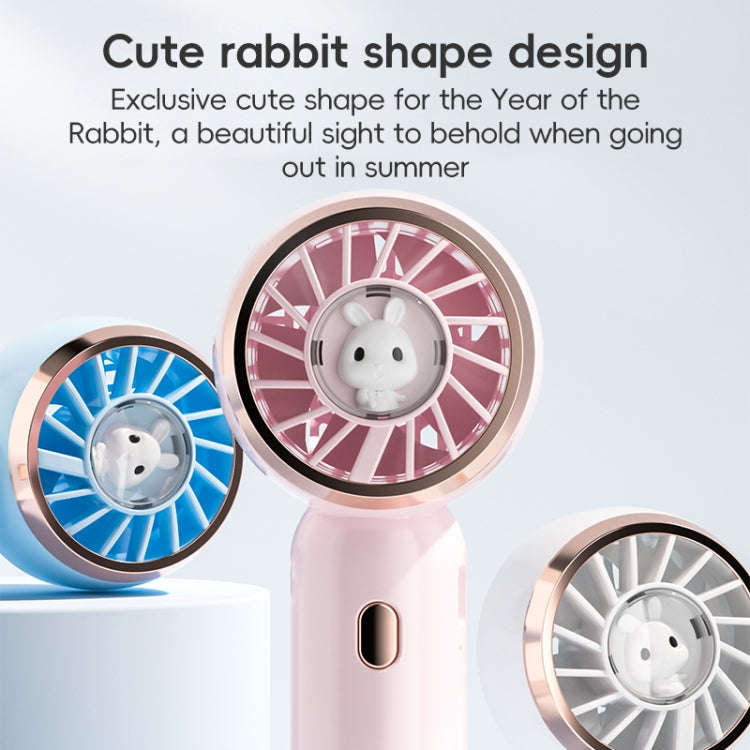 Mini Turbine Handheld Cute Rabbit Electric Fan(White)