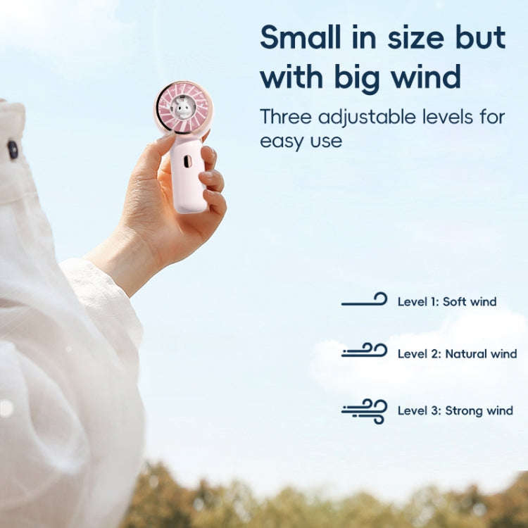 Mini Turbine Handheld Cute Rabbit Electric Fan(White)
