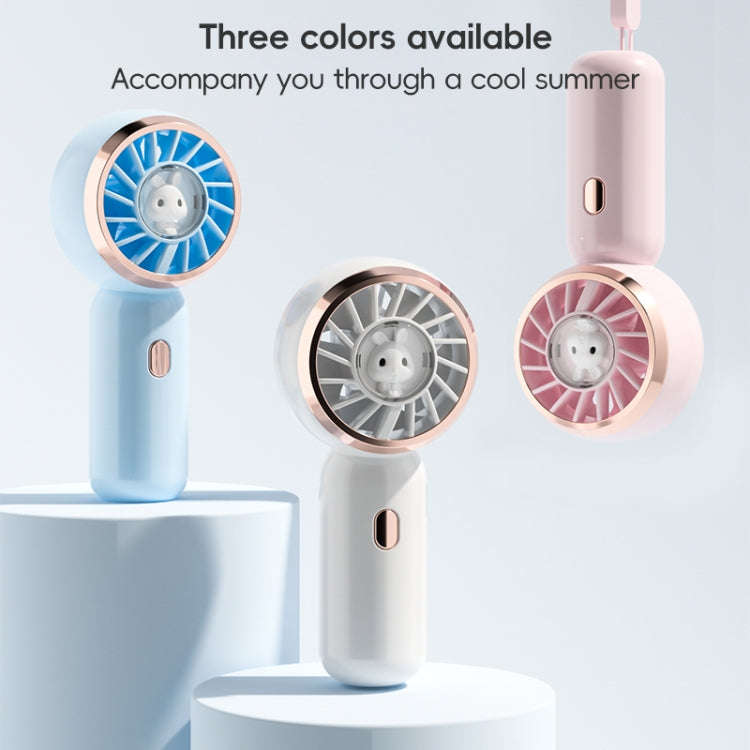 Mini Turbine Handheld Cute Rabbit Electric Fan(White)