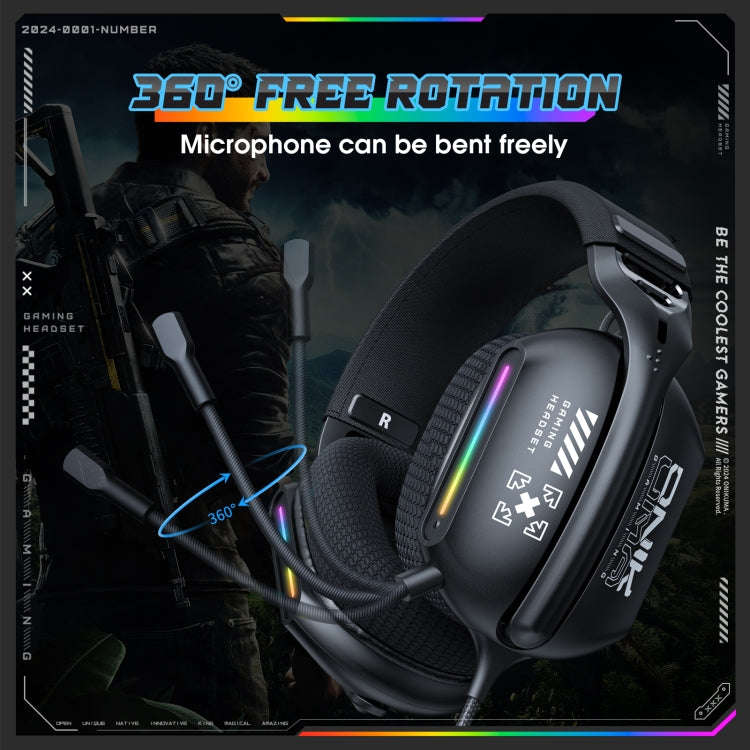 ONIKUMA X12 USB /  3.5mm Wired RGB Light Gaming Headset with Mic, Cable length: 2.2m(Black)