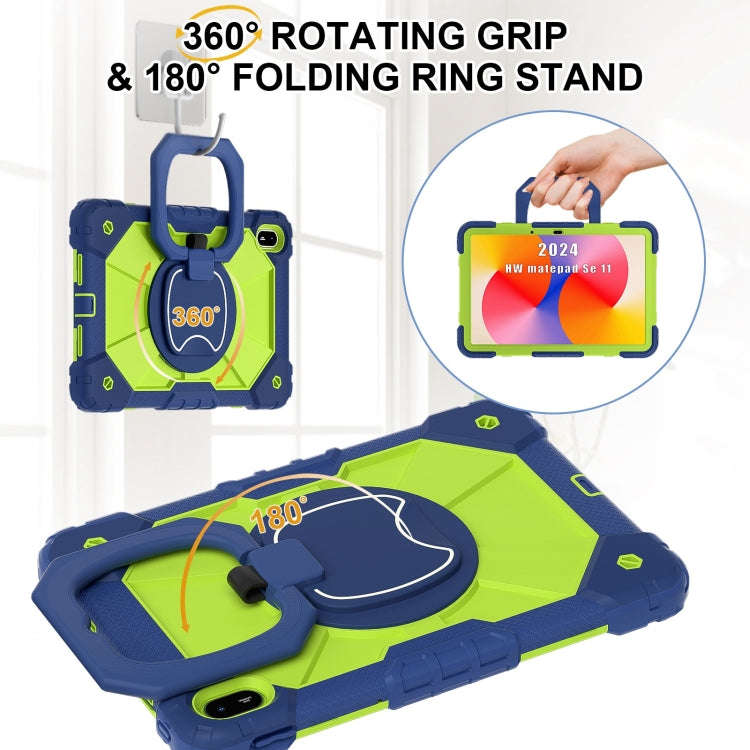 For Huawei Matepad SE 11 2024 Contrast Color Robot Silicone Hybrid PC Tablet Case(Navy Yellow Green)