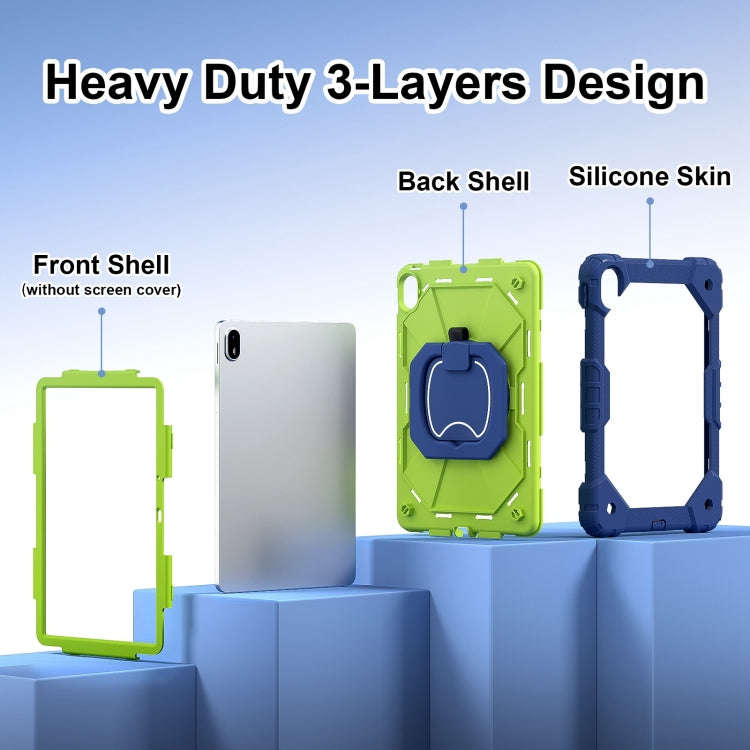 For Huawei Matepad SE 11 2024 Contrast Color Robot Silicone Hybrid PC Tablet Case(Navy Yellow Green)