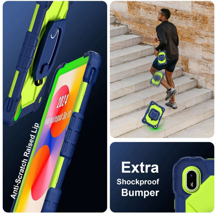 For Huawei Matepad SE 11 2024 Contrast Color Robot Silicone Hybrid PC Tablet Case(Navy Yellow Green)