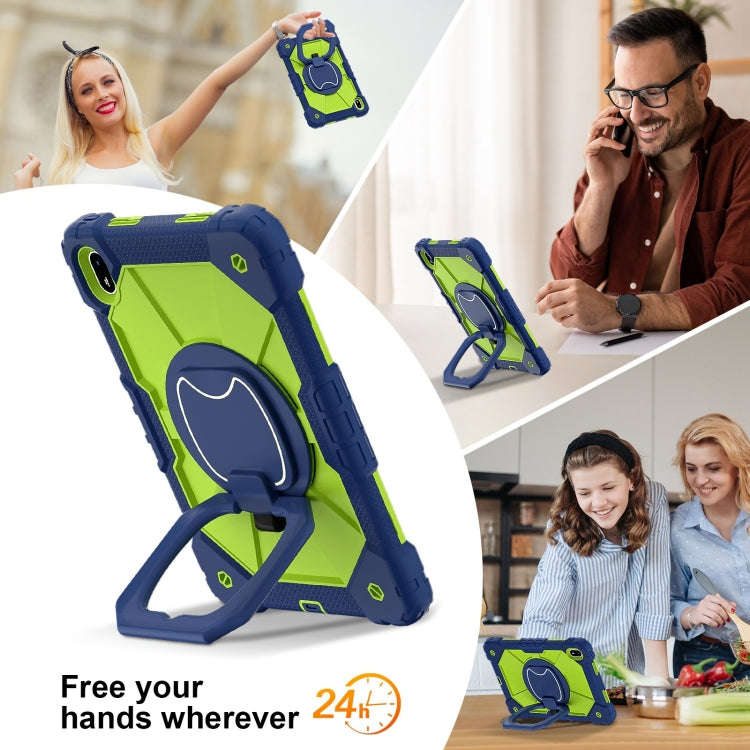For Huawei Matepad SE 11 2024 Contrast Color Robot Silicone Hybrid PC Tablet Case(Navy Yellow Green)