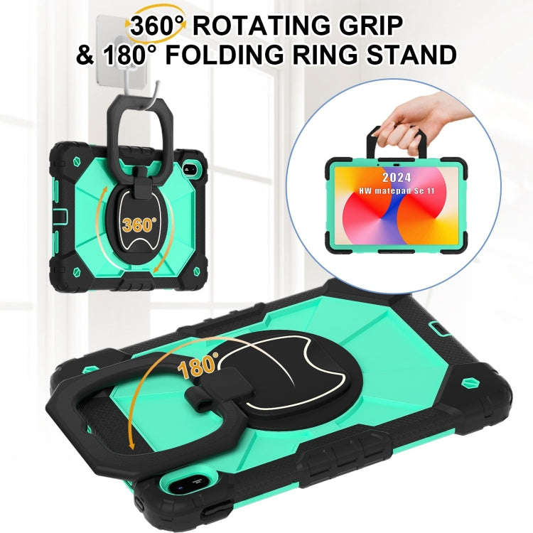 For Huawei Matepad SE 11 2024 Contrast Color Robot Silicone Hybrid PC Tablet Case(Black Mint Green)