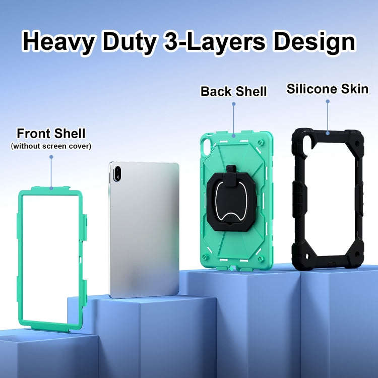 For Huawei Matepad SE 11 2024 Contrast Color Robot Silicone Hybrid PC Tablet Case(Black Mint Green)