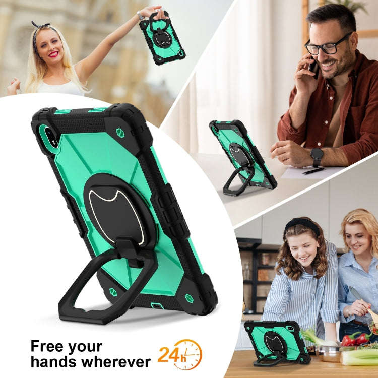 For Huawei Matepad SE 11 2024 Contrast Color Robot Silicone Hybrid PC Tablet Case(Black Mint Green)