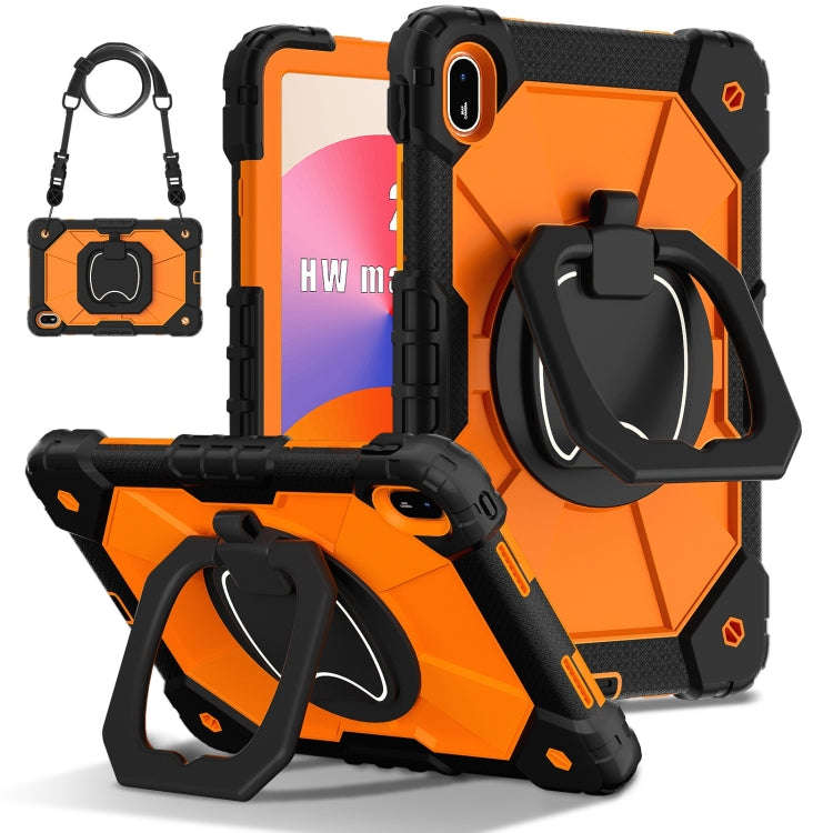 For Huawei Matepad SE 11 2024 Contrast Color Robot Silicone Hybrid PC Tablet Case(Black Orange)
