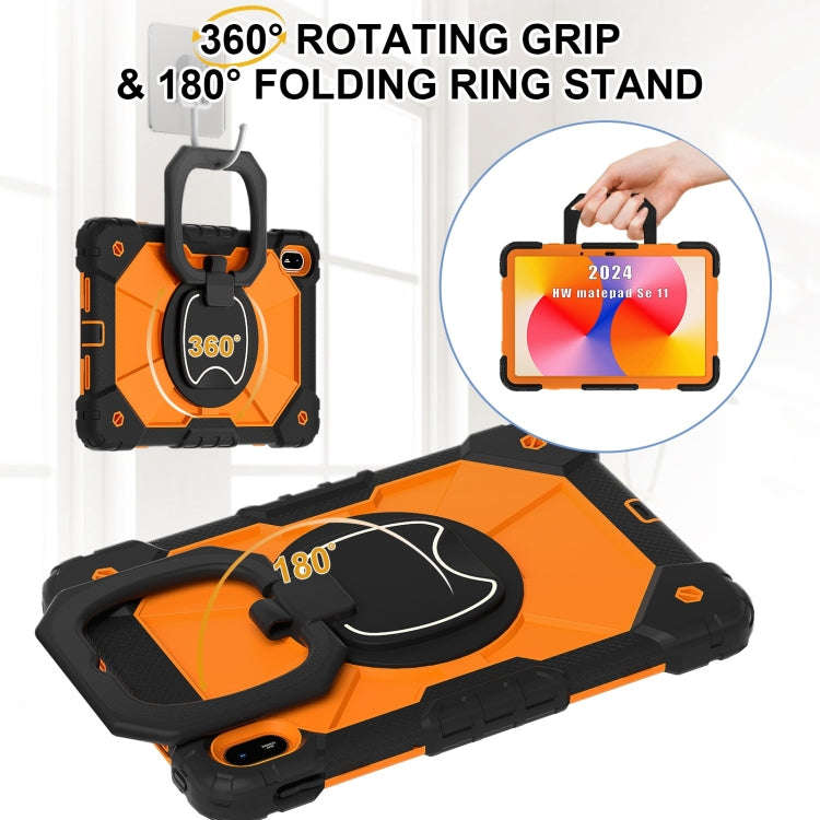 For Huawei Matepad SE 11 2024 Contrast Color Robot Silicone Hybrid PC Tablet Case(Black Orange)