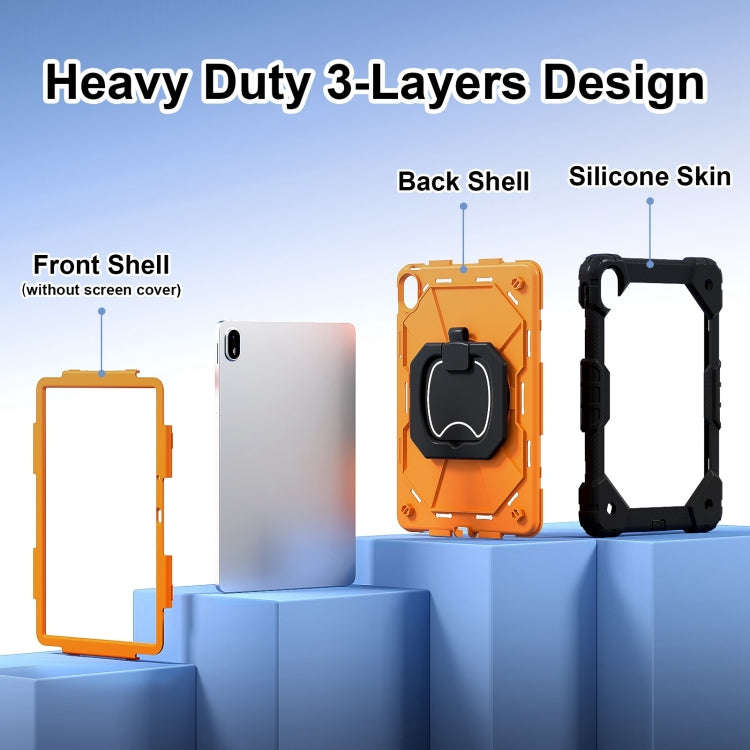 For Huawei Matepad SE 11 2024 Contrast Color Robot Silicone Hybrid PC Tablet Case(Black Orange)