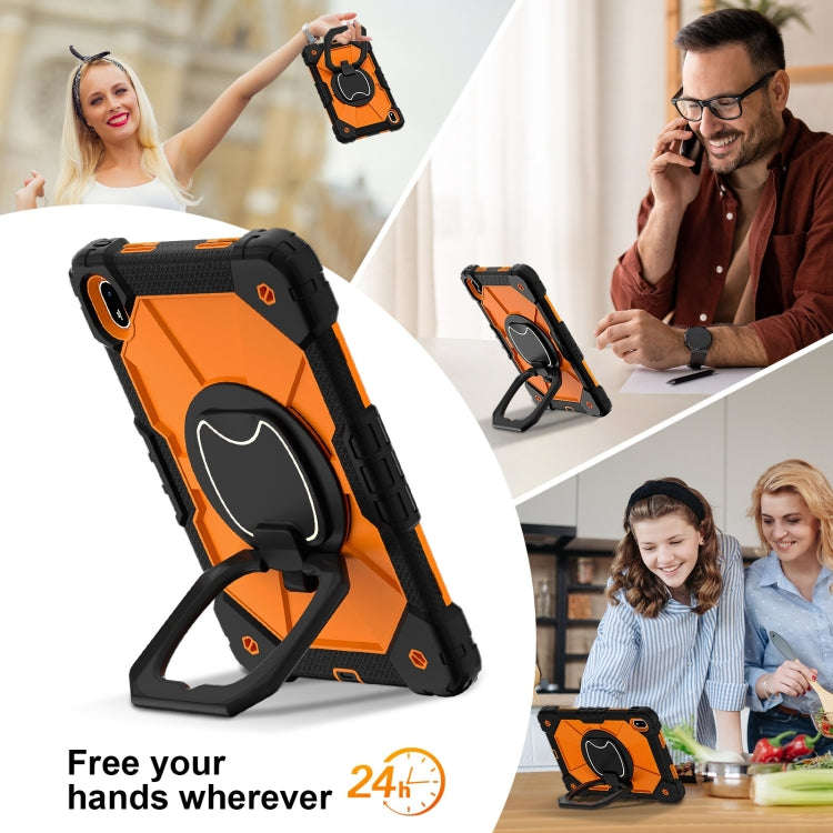 For Huawei Matepad SE 11 2024 Contrast Color Robot Silicone Hybrid PC Tablet Case(Black Orange)