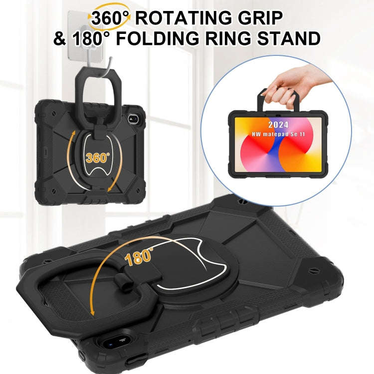 For Huawei Matepad SE 11 2024 Contrast Color Robot Silicone Hybrid PC Tablet Case(Black)