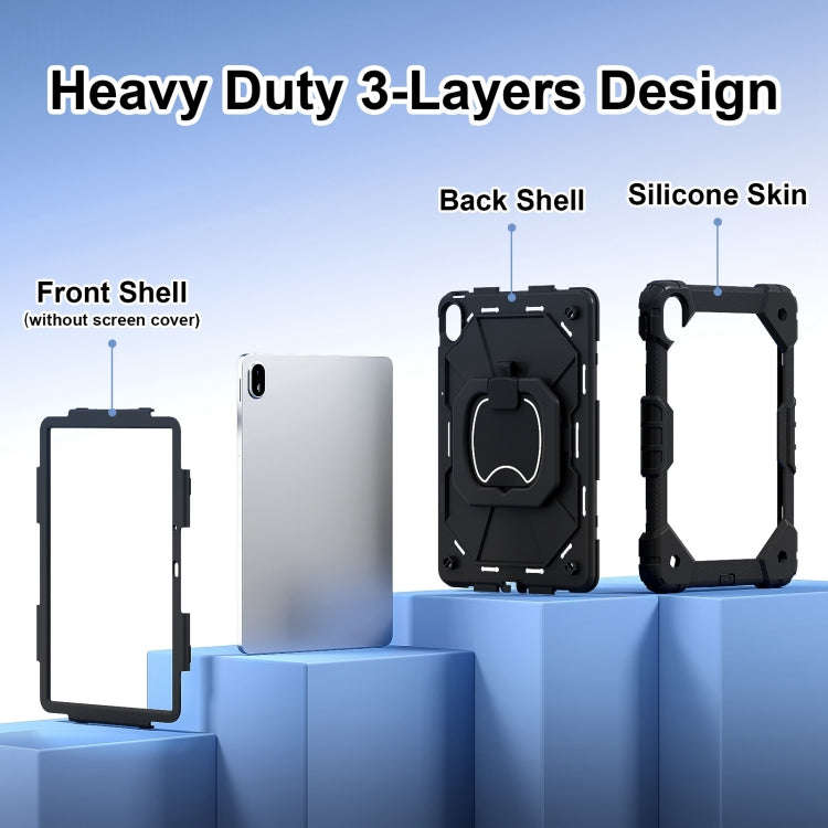 For Huawei Matepad SE 11 2024 Contrast Color Robot Silicone Hybrid PC Tablet Case(Black)