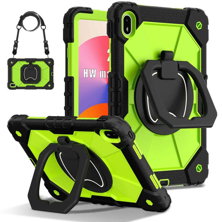 For Huawei Matepad SE 11 2024 Contrast Color Robot Silicone Hybrid PC Tablet Case(Black Yellow Gr...