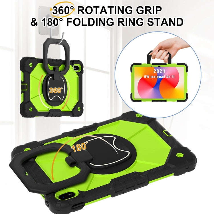 For Huawei Matepad SE 11 2024 Contrast Color Robot Silicone Hybrid PC Tablet Case(Black Yellow Gr...