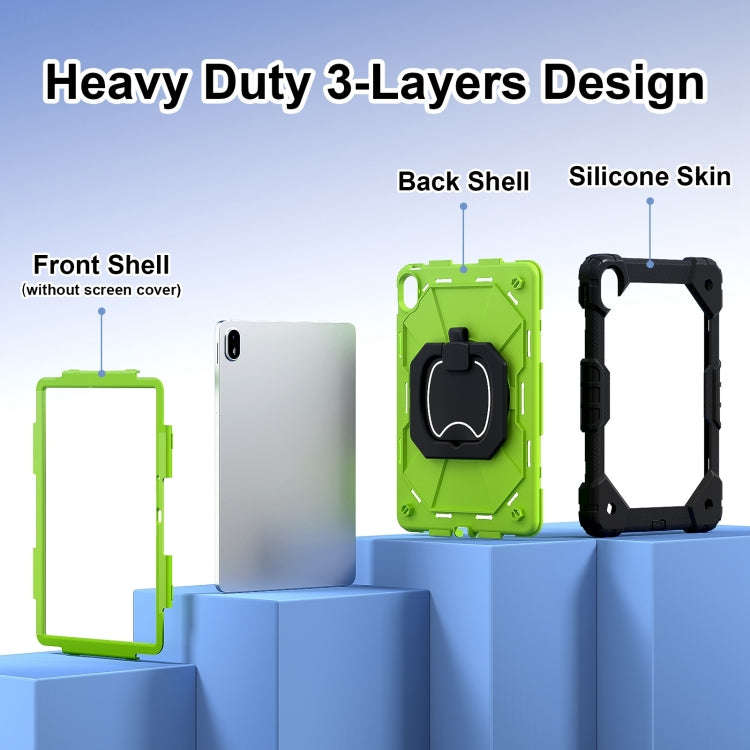 For Huawei Matepad SE 11 2024 Contrast Color Robot Silicone Hybrid PC Tablet Case(Black Yellow Gr...