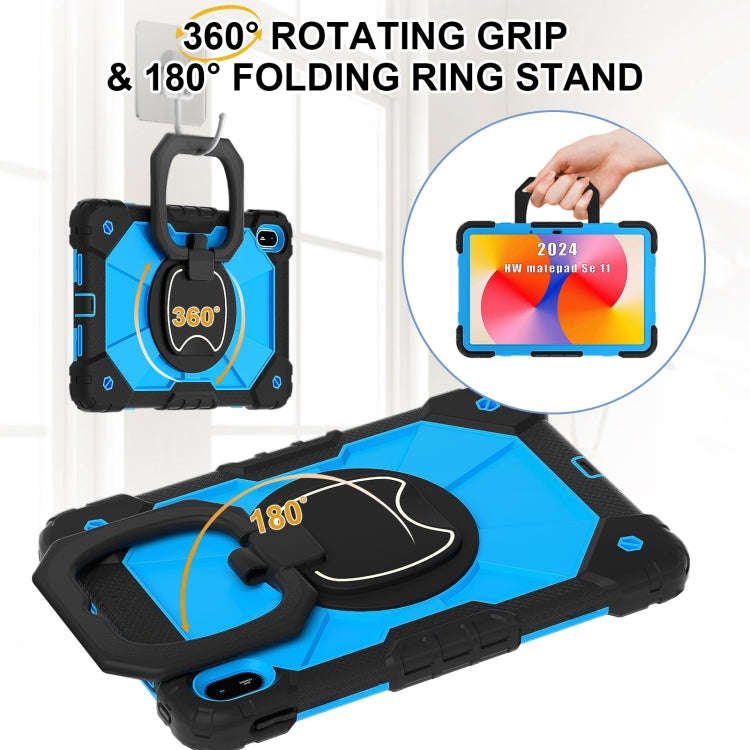 For Huawei Matepad SE 11 2024 Contrast Color Robot Silicone Hybrid PC Tablet Case(Black Blue)