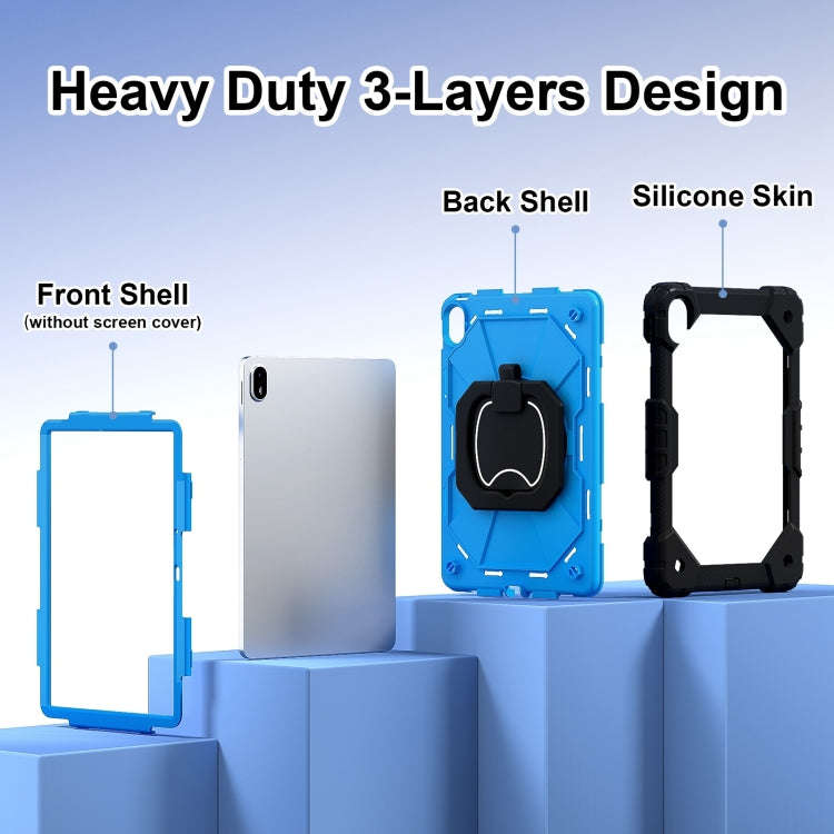 For Huawei Matepad SE 11 2024 Contrast Color Robot Silicone Hybrid PC Tablet Case(Black Blue)