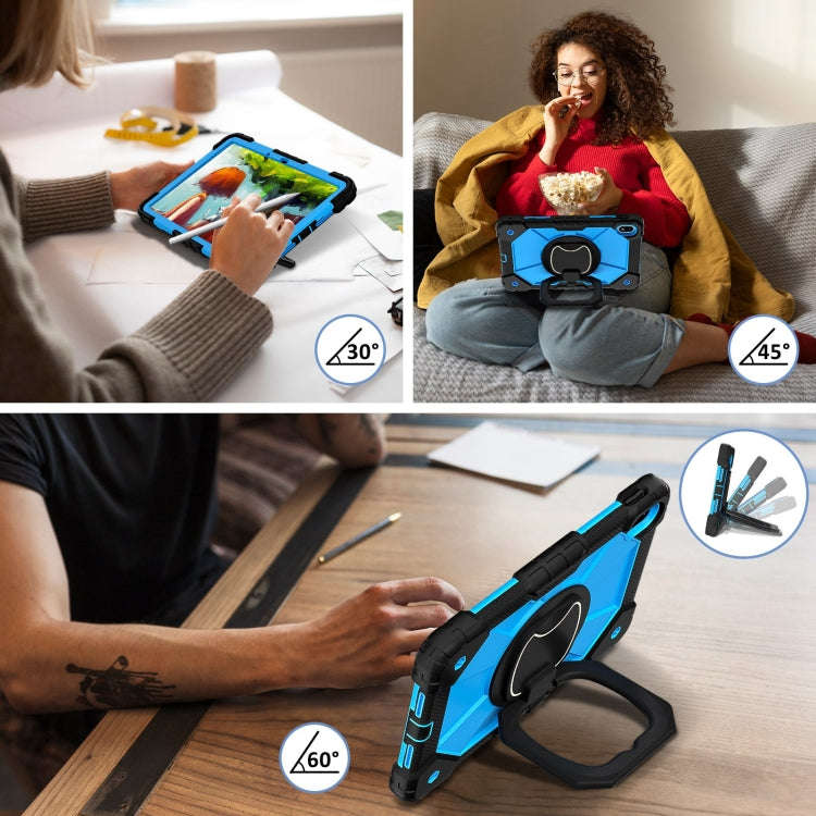 For Huawei Matepad SE 11 2024 Contrast Color Robot Silicone Hybrid PC Tablet Case(Black Blue)