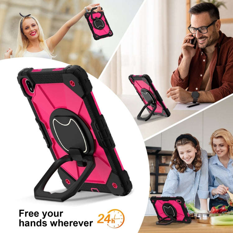 For Huawei Matepad SE 11 2024 Contrast Color Robot Silicone Hybrid PC Tablet Case(Black Rose Red)