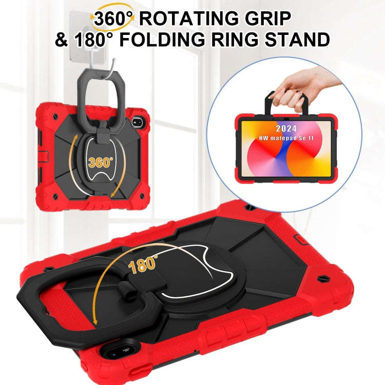 For Huawei Matepad SE 11 2024 Contrast Color Robot Silicone Hybrid PC Tablet Case(Red Black)
